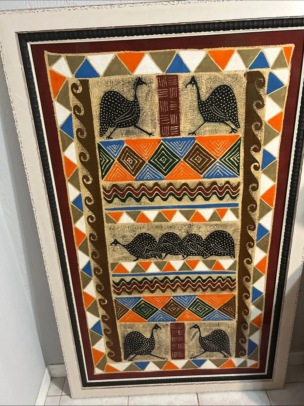 Handcrafted Geometric Guinea Fowl Wall Art - Multicolor